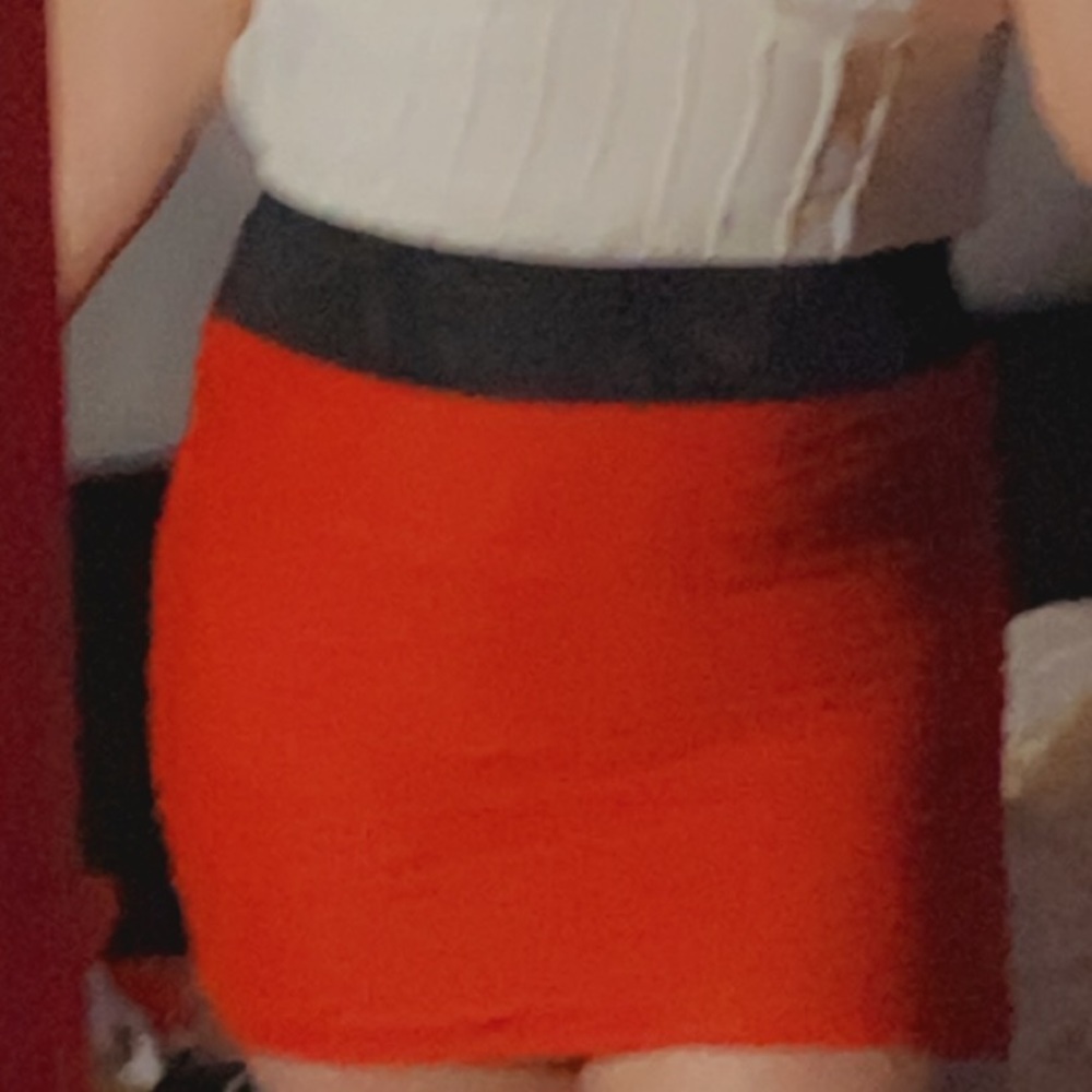 red mini skirt